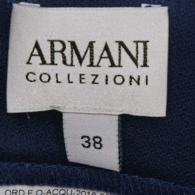 Pre Owned Armani Collezioni Blue Satin Pleated Maxi Skirt S