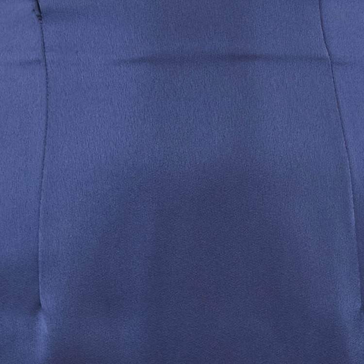 Pre Owned Armani Collezioni Blue Satin Pleated Maxi Skirt S