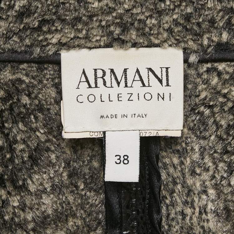 Pre Owned Armani Collezioni Black Faux Leather and Faux Fur Biker Jacket S