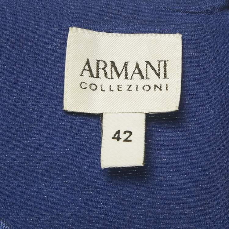 Pre Owned Armani Collezioni Blue Taffeta Sheath Dress M