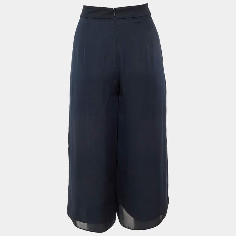 Pre Owned Armani Collezioni Navy Blue Crepe Culottes S