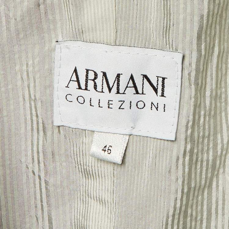 Pre Owned Armani Collezioni Grey Floral Jacquard Jacket L