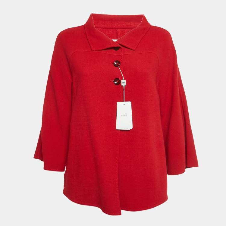 Pre Owned Armani Collezioni Red Wool Knit Jacket M