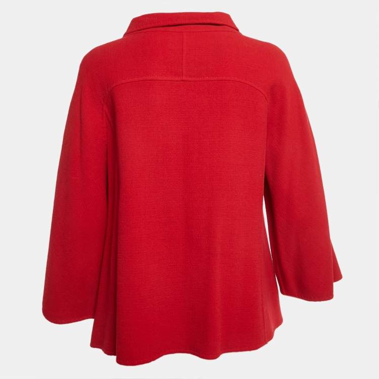 Pre Owned Armani Collezioni Red Wool Knit Jacket M