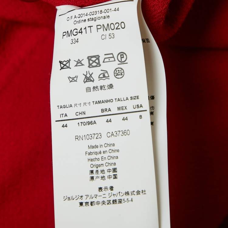 Pre Owned Armani Collezioni Red Wool Knit Jacket M