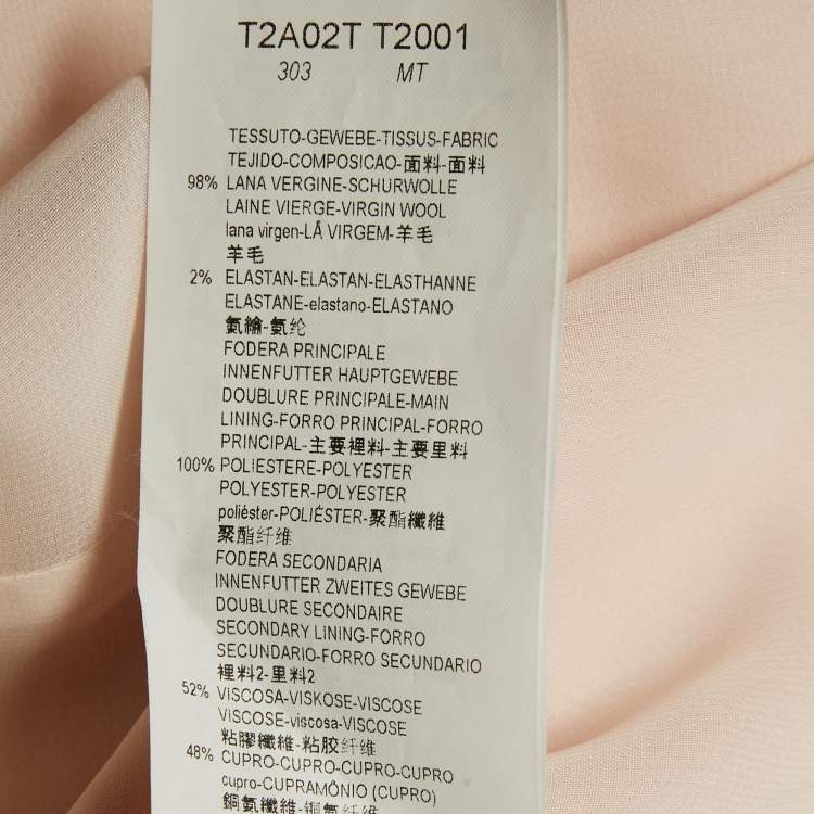 Pre Owned Emporio Armani Pink Wool Crepe Shift Dress S