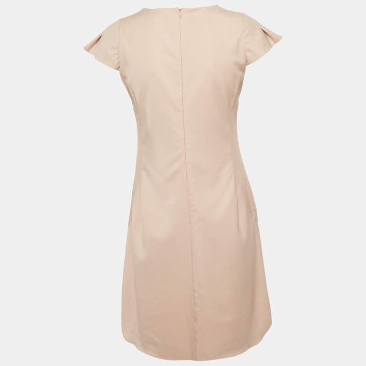 Pre Owned Emporio Armani Pink Wool Crepe Shift Dress S
