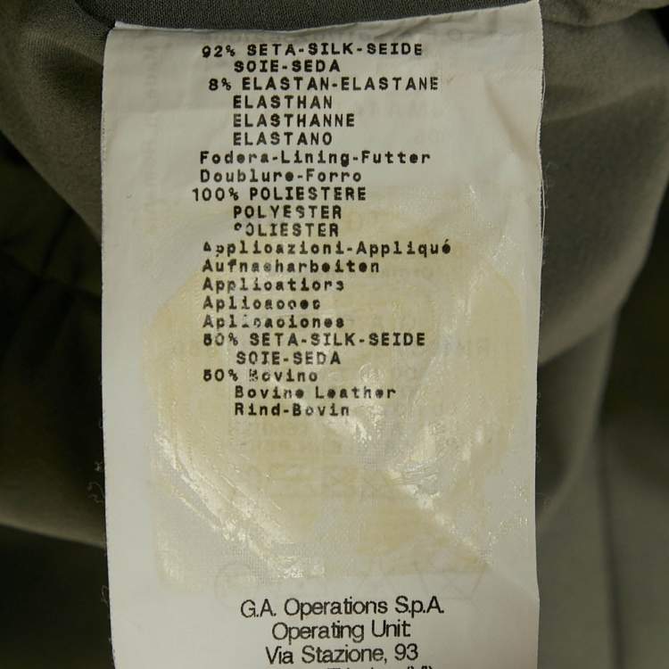 Pre Owned Armani Collezioni Grey Stretch Satin Ruffled Short Dress L