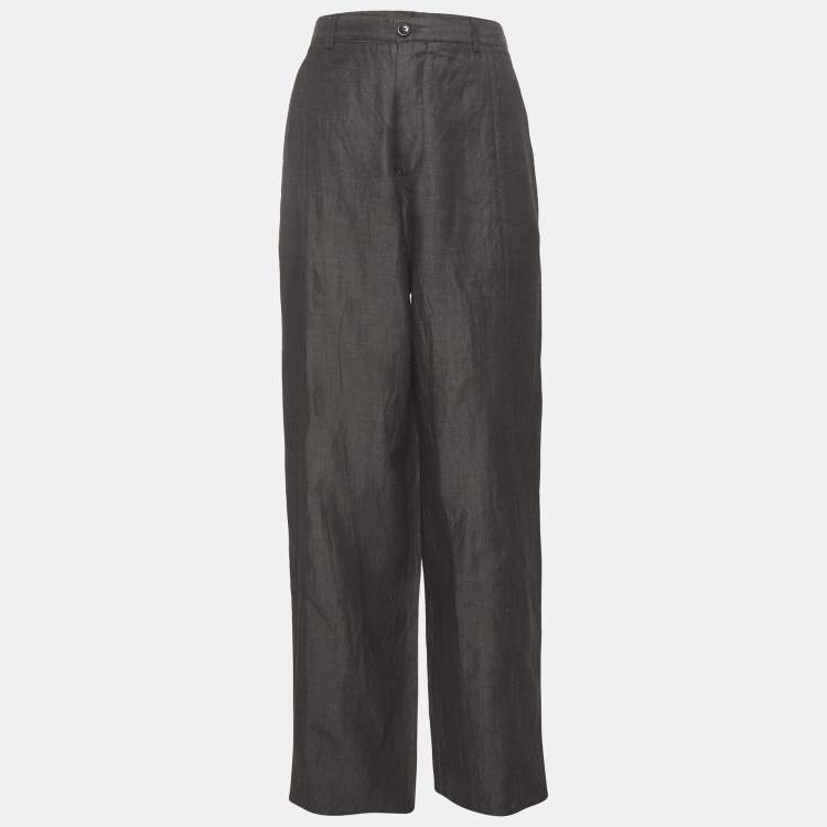 Pre Owned Armani Collezioni Black Cotton  Wide Leg Pants L