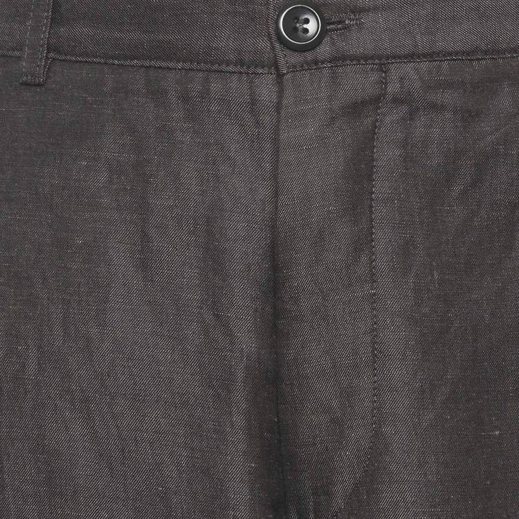 Pre Owned Armani Collezioni Black Cotton  Wide Leg Pants L