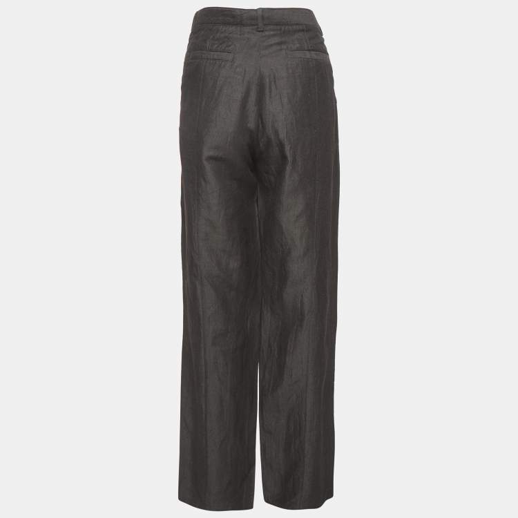 Pre Owned Armani Collezioni Black Cotton  Wide Leg Pants L