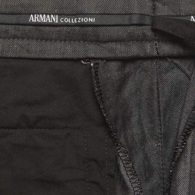 Pre Owned Armani Collezioni Black Cotton  Wide Leg Pants L