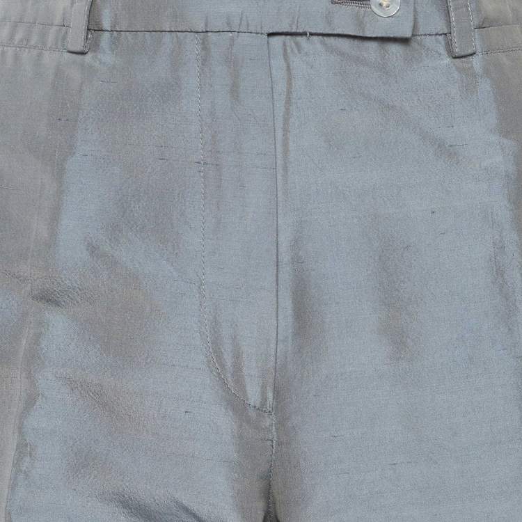 Pre Owned Armani Collezioni Blue Dupion Silk Trousers L