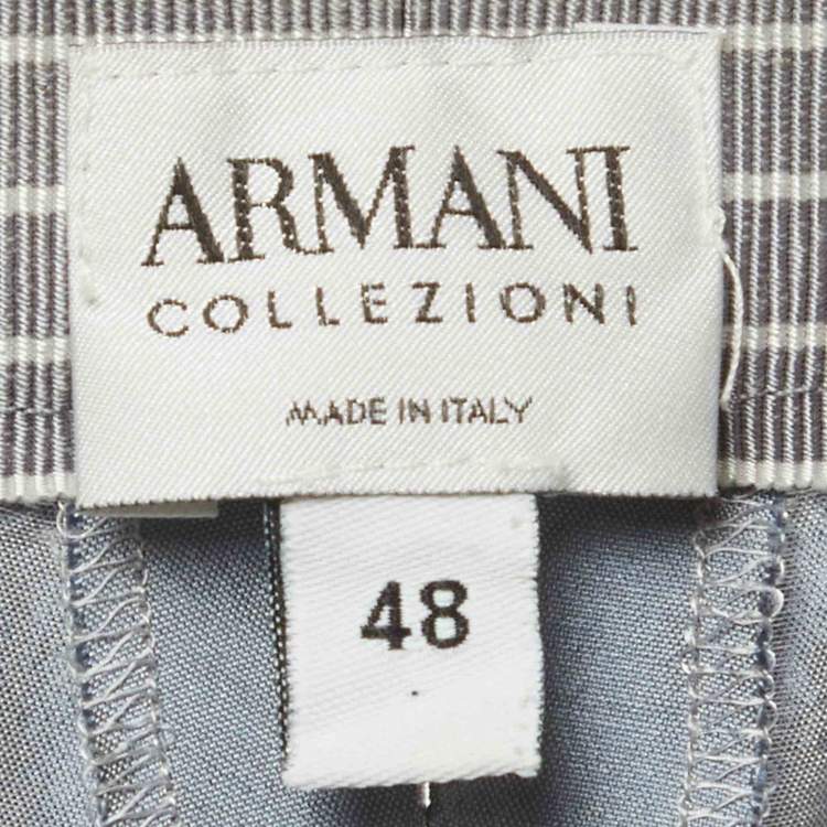 Pre Owned Armani Collezioni Blue Dupion Silk Trousers L