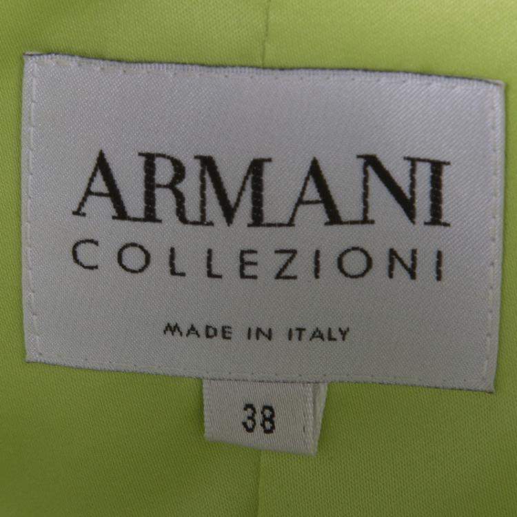 Pre Owned Armani Collezioni Textured Lime Green Three Button Blazer S