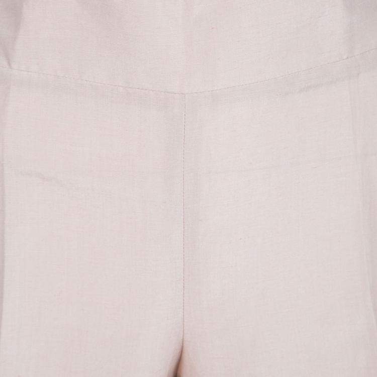 Pre Owned Armani Collezioni Pale Pink Linen Silk Wide Leg Pants L