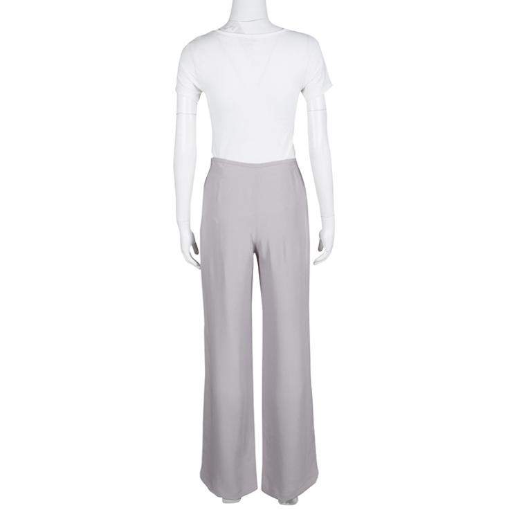 Pre Owned Armani Collezioni Lilac High Waist Straight Fit Trousers M
