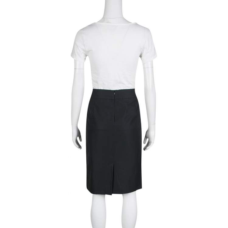 Pre Owned Armani Collezioni  Black Slit Detail Pencil Skirt M