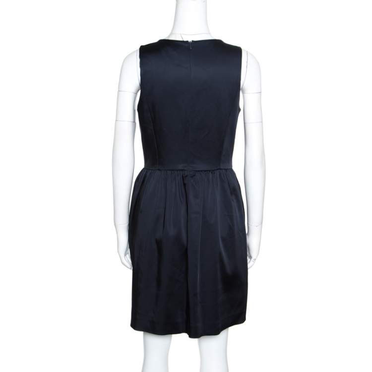 Pre Owned Armani Collezioni Navy Blue Sleeveless Sheath Dress S