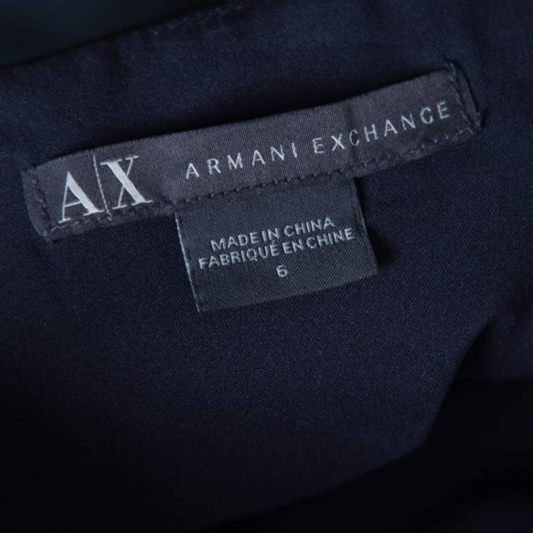 Pre Owned Armani Collezioni Navy Blue Sleeveless Sheath Dress S