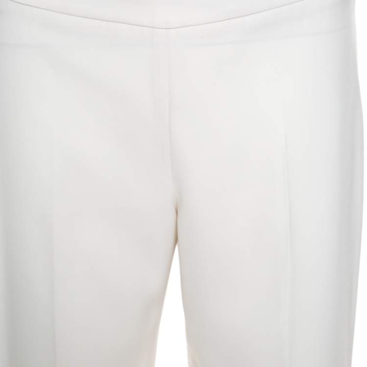 Pre Owned Armani Collezioni Cream High Waist Wide Leg Trousers S