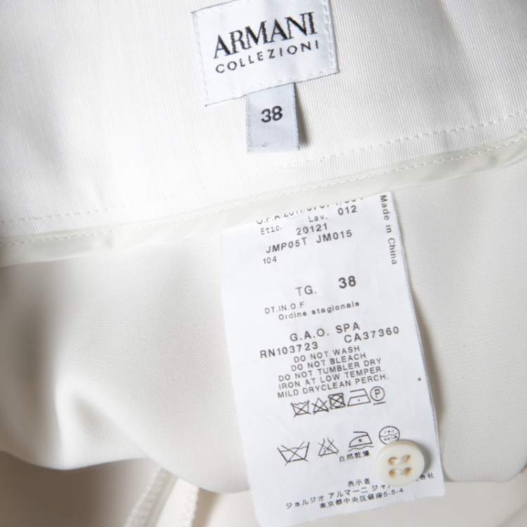 Pre Owned Armani Collezioni Cream High Waist Wide Leg Trousers S