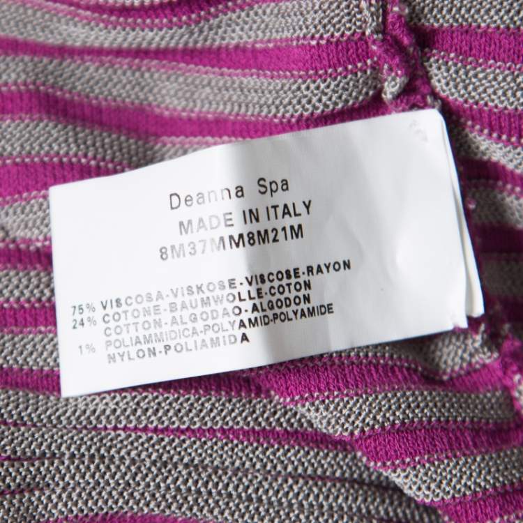Pre Owned Armani Collezioni Purple Striped Knit Noodle Strap Top L