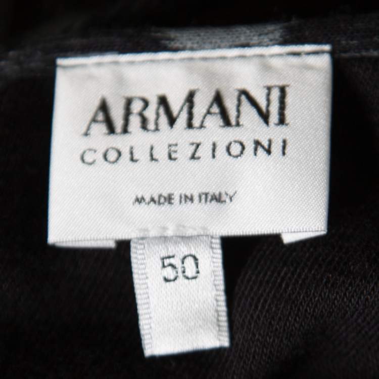 Pre Owned Armani Collezioni Black Printed Jersey Draped Waist Detail Sleeveless Dress XL