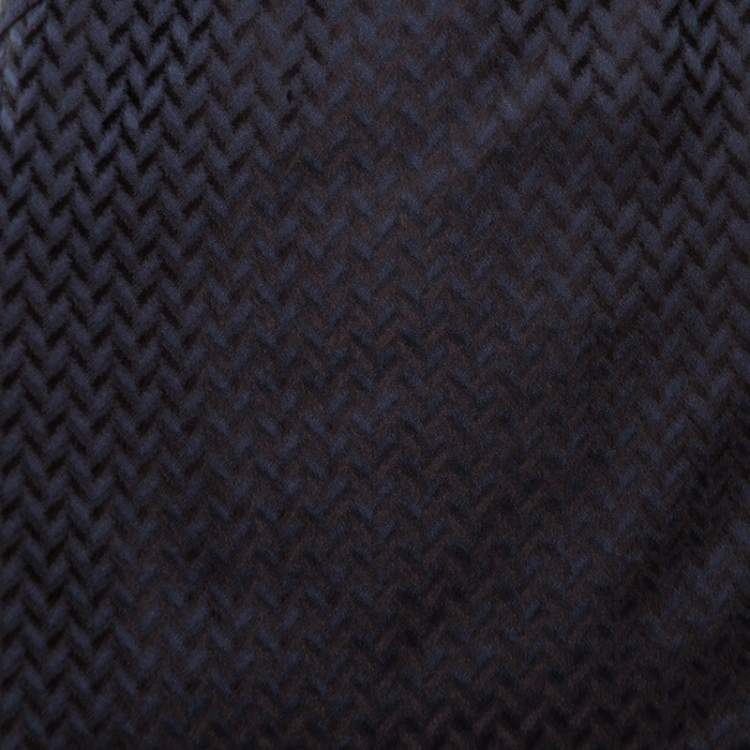 Pre Owned Armani Collezioni Navy Blue Silk Jacquard Pencil Skirt M