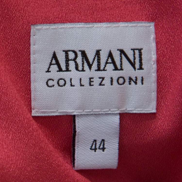Pre Owned Armani Collezioni Salamander Pink Crepe Pleated Bow Trim One Shoulder Evening Gown M