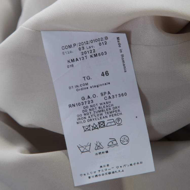 مملوكة مسبقًا Armani Collezioni Purple Printed Silk Draped Sleeveless Dress L