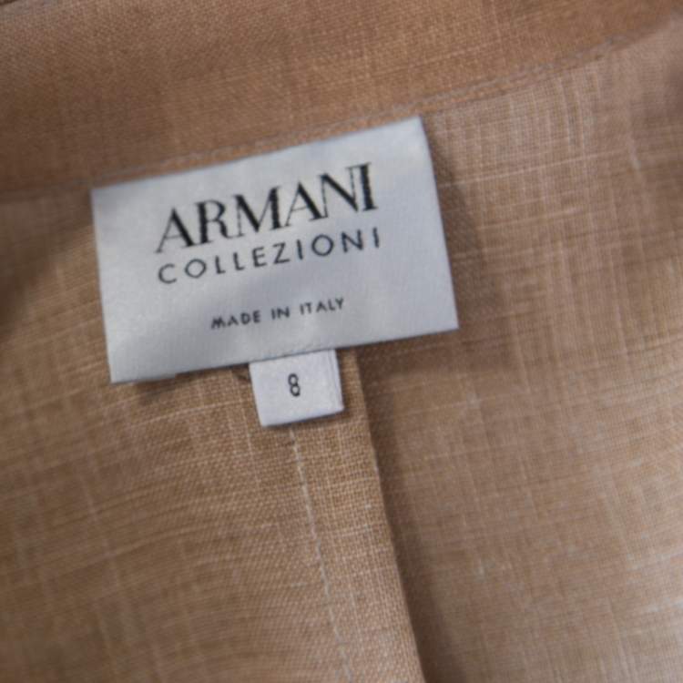 Pre Owned Armani Collezioni Beige Blue Shaded Linen Shirt M 