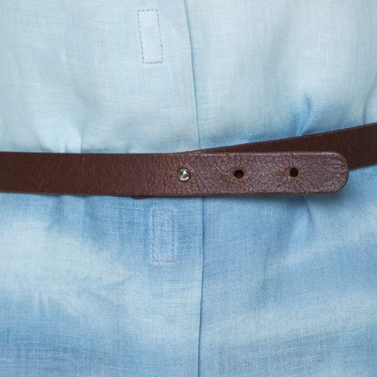 Pre Owned Armani Collezioni Beige Blue Shaded Linen Shirt M 