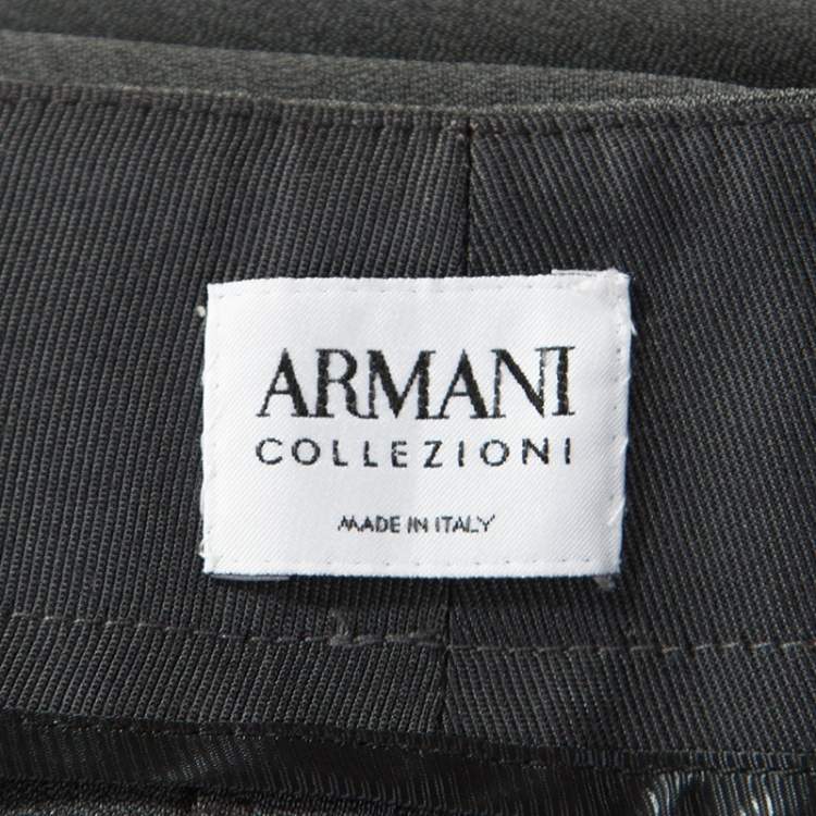 مملوكة مسبقًا Armani Collezioni Grey Crepe Straight Fit Trousers XL