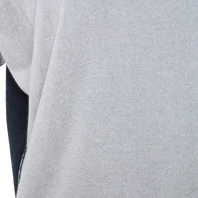 Pre Owned Armani Collezioni Grey Knit Contrast Back Detail Short Sleeve Top S