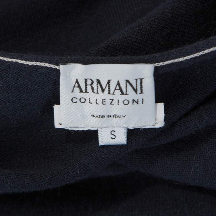 Pre Owned Armani Collezioni Grey Knit Contrast Back Detail Short Sleeve Top S