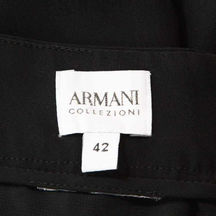 Pre Owned Armani Collezioni Black Crepe Pencil Skirt M