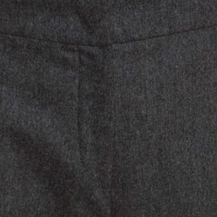 Pre Owned Armani Collezioni Dark Grey Felted Wool Straight Fit Trousers M