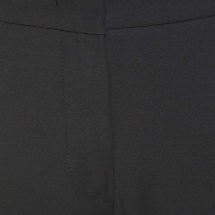 Pre Owned Armani Collezioni Charcoal Grey Stretch Knit Cuffed Hem Tailored Trousers M