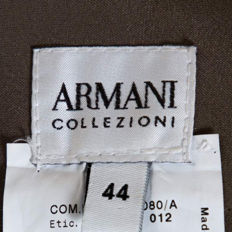 Pre Owned Armani Collezioni Olive Green Silk Blend Pencil Skirt M