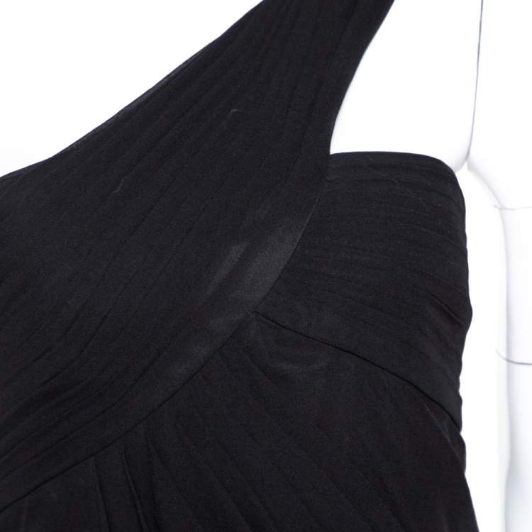 Pre Owned Armani Collezioni Black Silk Draped One Shoulder Asymmetric Gown M
