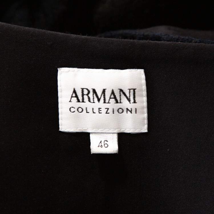 Pre Owned Armani Collezioni Navy Blue Textured Tie Detail Jacket L
