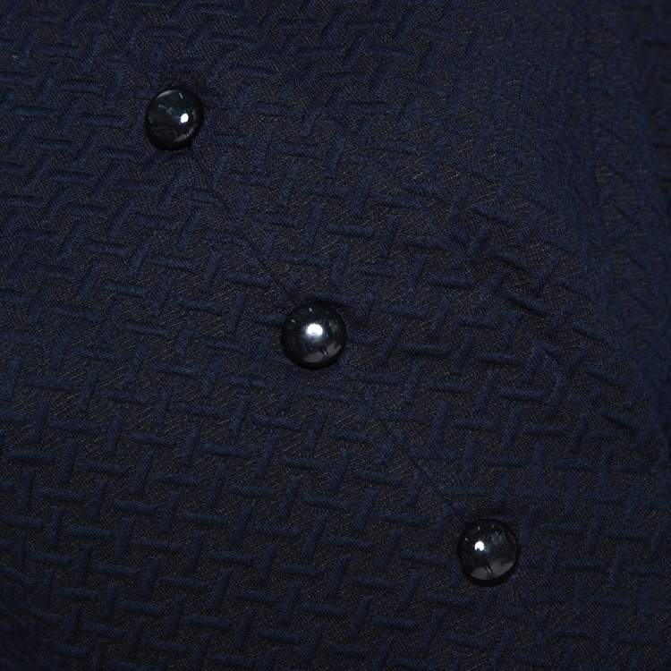 Pre Owned Armani Collezioni Navy Blue Textured Tie Detail Jacket L