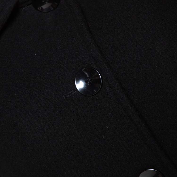 Pre Owned Armani Collezioni Black Wool Ruffle Collar Short Coat S