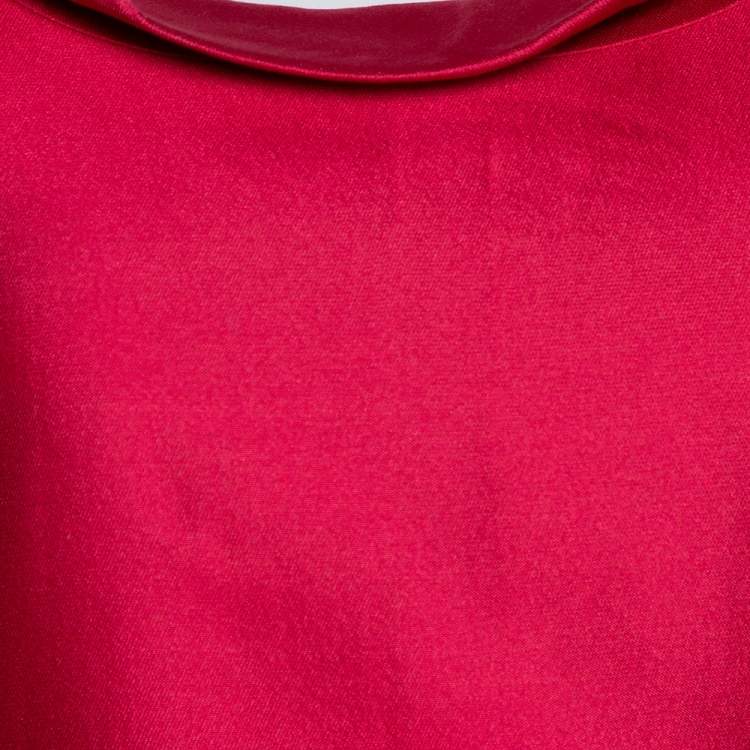 Pre Owned Armani Collezioni Ruby Pink Cotton & Silk Pintuck Detail Sheath Dress L