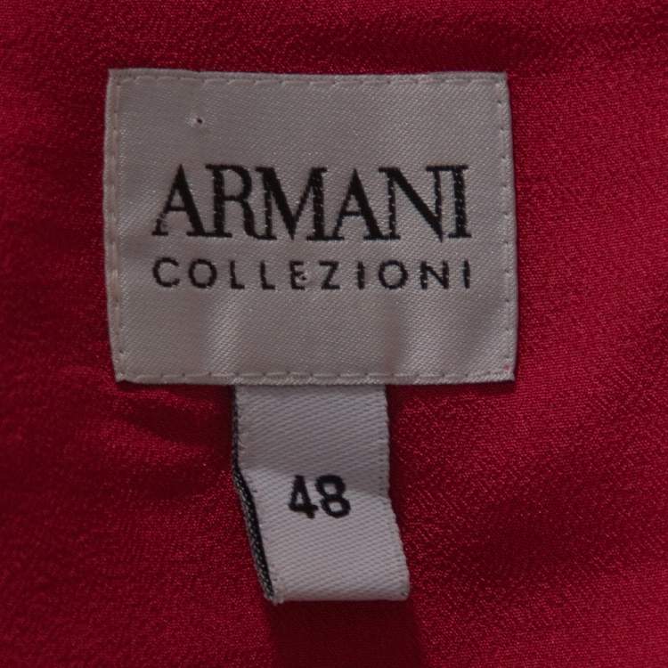 Pre Owned Armani Collezioni Ruby Pink Cotton & Silk Pintuck Detail Sheath Dress L
