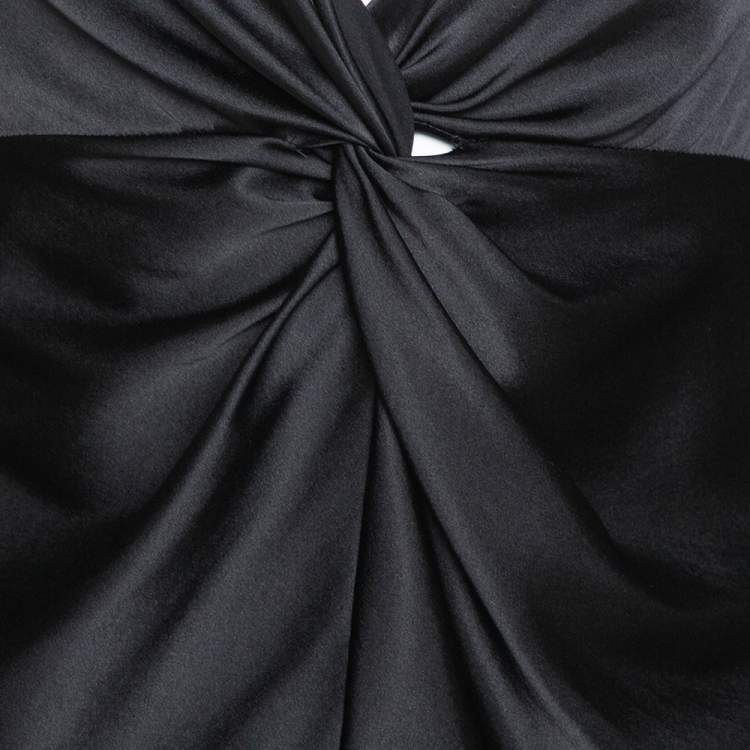 Pre Owned Armani Collezioni Black Silk Satin Twisted Knot Detail Top M 