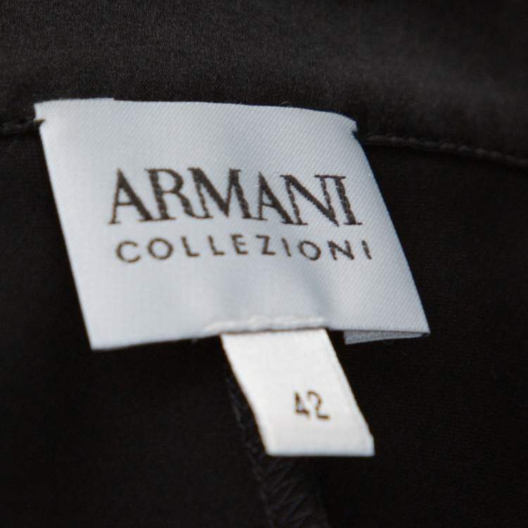 Pre Owned Armani Collezioni Black Silk Satin Twisted Knot Detail Top M 