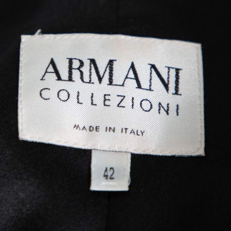 Pre Owned Armani Collezioni Black Crepe Ruched Detail Blazer & Fitted Skirt Set M