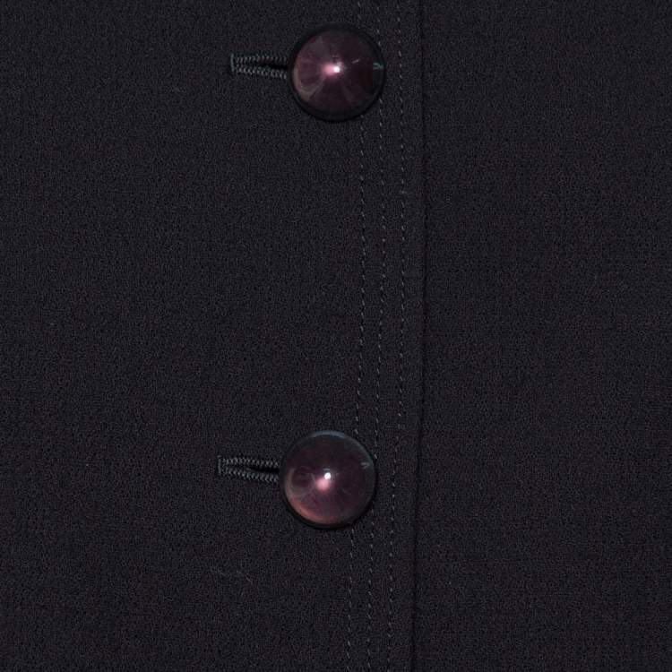 Pre Owned Armani Collezioni Black Wool Crepe Shoulder Pad Detail Boxy Jacket S